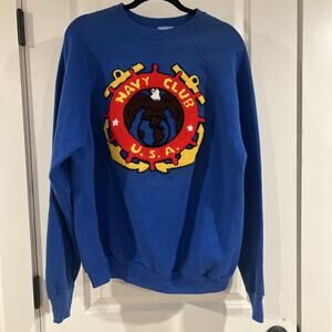 US Navy Club Sweatshirt Embroidered Logo RARE Size XL